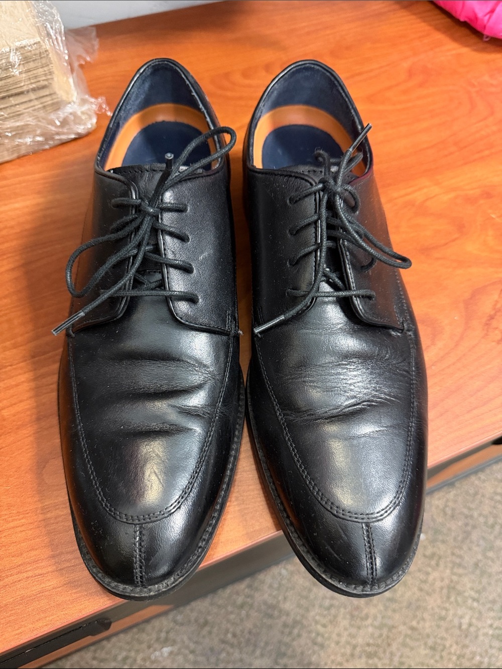 Cole Haan Black Leather Derby Lace-Up Shoes